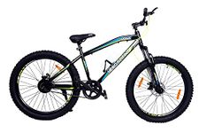 Hero Cycles Sprint Monk 26 Inch Tire Single Speed Unisex Mountain Cycle Bike - 18" Frame, Semi Fat Bike, Dual Disc, Front Suspension, Black/Green, Ideal for 16+ Years