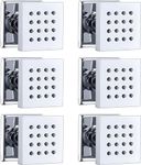 AQUAKART 6 PCS Shower body Jet Wall Bathroom Water Saving Shower Square Solid Body Sprays Massage with Chrome Finish Spa Jets Sets In Wall Shower 2 inch x 2 inch (Set of 6)