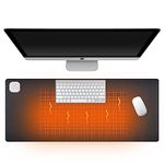 FKWin Warm Desk Pad, PU Large Heated Keyboard Pad, Office Hand Warmer Desk Mat, 3 Speeds Touch Heated Control, 31" x 13" Gaming Mouse Pad, Winter Office Desk Accessories for Women (Black)