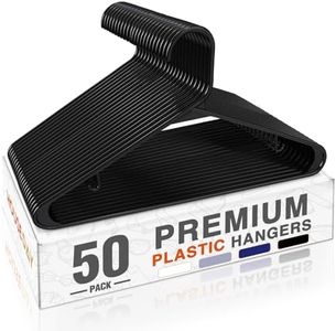 HOUSE DAY Black Plastic Hangers 50 Pack, Plastic Clothes Hangers Shirt Hangers, Space Saving Plastic Coat Hangers for Closet, Clothing Hangers Adult Hangers for Shirts, Coats, Skirt, Dress