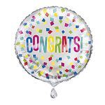 Unique 53851 Foil Congratulations Balloon-45 cm-Colourful Congrats Design, Multicolour, 45cm