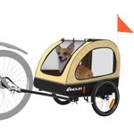 ANOUR Dog Bike Trailer, Dog Buggy for Bicycle, Suitable for Small and Medium Pets Up to 88lbs- Easy Folding Frame, 16 Inch Wheels - Non-Slip Floor & Internal Leash (Light Brown)