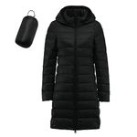 Black Fashion Friday Deals Long Packable Puffer Jacket Women Winter Warm Lightweight Down Coats Windproof Hooded Quilted Jackets Outdoor Overcoat Cardigans For Women Trendy