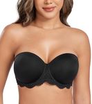 DotVol Women's Full Figure Strapless Bra Plus Size Underwire Contour Beauty Back Multiway Bra(Black,38D)