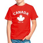 Canada Day Shirt Kids,Maple Leaf Flag Cotton Tshirts,Patriotic Canadian Short Sleeves Tops Clothes for Youth Child Boys Girls Toddler Red 5-6Years