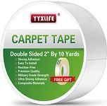 YYXLIFE Double Sided Carpet Tape for Area Rugs Carpet Adhesive Removable Multi-Purpose Rug Tape Cloth for Hardwood Floors, Carpets Heavy Duty Sticky Tape, 2 Inch x 10 Yards, White