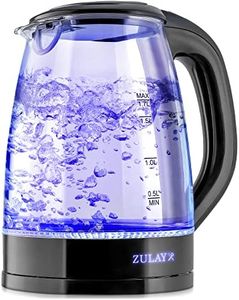 Zulay 1.7L Glass Electric Kettle with Blue LED Light - Borosilicate Glass Hot Water Kettle Electric Temperature Control - Electric Glass Kettle Water Boiler with Auto Shut-Off and Boil-Dry Protection