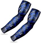 Tough Outdoors Sports Compression Arm Sleeves for Men & Women - Youth, Kids Baseball, Volleyball & Basketball Sleeve - Cobalt Camo, Youth Medium