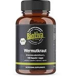 Biotiva Wormwood Organic Capsules 180 Pieces - 400mg - Wormwood - Guaranteed Without additives - Packed and Controlled in Germany (DE-ECO-005)