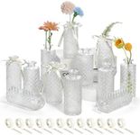 SOJOCK Glass Bud Vases Set of 12(Flowers NOT Included),Small Bud Vases in Bulk,Mini Bud Vases,Vintage Vases for Centrepieces,Small Vases for Wedding Decoration,Home Table Flower Decoration