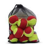 Magicorange Tennis Balls, 12 Pack 25% Low Compression Stage Tennis Ball for Beginners Youth Kids Training Practicing with Mesh Bag for Easy Transport (Red)