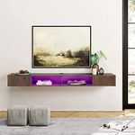 WAMPAT TV Stand with 16 Colors LED Lights for 65/70/75 inch TVs, Wall Mounted Shelf Under TV Cabinet, Entertainment Center Media Console with Storage for Living Room and Bedroom, Brown