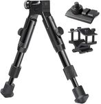 BILLION DUO 3 in 1 Foldable Tactical Rifle Bipod + 20mm Picatinny Mount Adapter + Barrel Clamp Adjustable Height from 6.3" to 6.9" for Outdoor Hunting