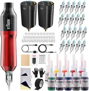 STIGMA Tattoo Kit Wireless Tattoo Rotary Pen Kit Professional Tattoo Machine Set with with 2Pcs Batteries 20Pcs Tattoo Cartridges Needles for Beginners and Tattoo Artists STP7KIT-2