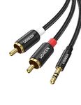 UGREEN 3.5mm to 2 RCA Male to Male Aux Audio Cable Cord 3.5mm Stereo Jack to 2RCA Phono Plugs Connector Braided Compatible with Speakers, iPod, MP3 Player, Smartphone, Tablet, Laptop, Car, 3ft