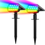 Flaow Solar Color Changing Lights Outdoor, Multi-Color RGB Solar Landscape Spotlight, IP65 Waterproof Solar Powered Garden Lights, Solar Spot Lights for Pathway Tree Garden