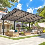 U-MAX 20' x 10' Outdoor Gazebo for Patio, 10x20 Carport, Freestanding Lean to Hardtop Gazebo Shelter Pergolas and Gazebos Clearance with Roof, Wall-Mounted Heavy Duty Awnings for Patio