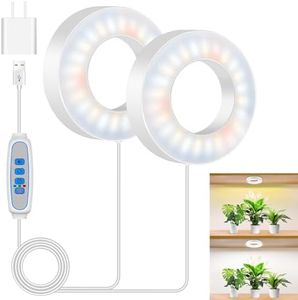 Kullsinss 3.5" Ceiling Grow Lights for Indoor Plants, 5000K 96 LEDs Full Spectrum Small Plant Grow Light with 6/12/16H Timer, 3 Color Modes, Under Cabinet Growing Lamp with 8ft Power Cord (2-Head)