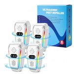 Ultrasonic Pest Repeller, 4 Pack Powerful Mouse Repellent Plug-In Pest Control, Highly Effective for Rats, Mosquitoes, Spiders, Cockroaches, Ants, and More, Safe for Humans and Pets