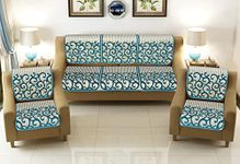 Jayvaam Sawna Homes Chenille Sofa Cover Set 5 Seater For Living Room - 3 Seater & 2 Seater Sofa Slip Covers For Home - Premium Furniture Protector Panels For Sofa Couch Office, 10 Piece, Light Sky