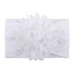 SYGA Baby Headbands Nylon Flower Soft Stretchable Hairband for Newborn Infant Toddler Kids For 0-3 Year - White