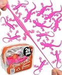 UpBrands 24 Pack Pink Super Stretchy Lizard Toys - Delightful Party Favors, Rubber Lizards for Kids, Reptile & Newt Toy | Learning Through Play Prizes, Stress-Relief & Pink Celebrations