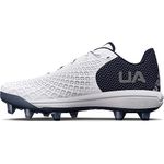 Under Armour Women's Glyde 2.0 Mt TPU Softball Shoe, (103) White/Midnight Navy/Metallic Silver, 12