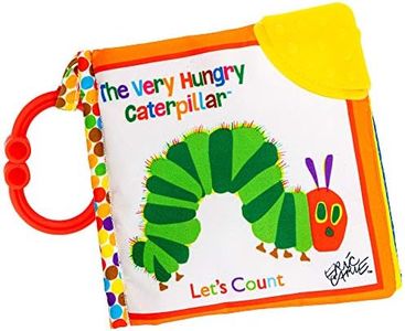 Let's Count Soft Book - World of Eric Carle the Very Hungry Caterpillar Baby on the Go Clip Teething Crinkle Soft Sensory Book for Babies, 5.25x5.25 Inch