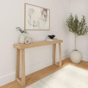 Plank+Beam Solid Wood Console Table, 56 Inch, Sofa Table, Narrow Entryway Table for Hallway, Behind The Couch, Living Room, Foyer, Easy Assembly, Blonde