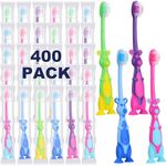 Gerrii 400 Pcs Kids Toothbrush Bulk Soft Lovely Little Kangaroo Toothbrush for Kid with Covers Suction Cup Individually Wrapped Cute Toothbrushes for Children Toddler Home School Camp Daycare Travel