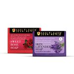 Soulflower Sweet Rose & Skin Lavender Soap - Pack of 2 (150g each)