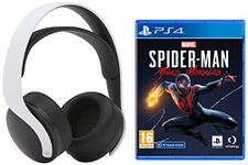 Sony Playstation Pulse 3D Gaming Wireless Over Ear Headset/Headphone White & Marvel's Spider-Man: Miles Morales (PS4)