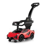 Maxmass 3-in-1 Ride on Push Car, Licensed Lamborghini Toddler Sliding Walker with Removable Guardrails, Music, Headlights and Underneath Storage, Kids Push Along Sit on Car for 18-60 Months (Red)