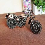 CrazyCrafts Metal Motor Bike Miniature Showpiece, Large, Silver,H-12.5Cm