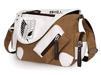 WANHONGYUE Attack on Titan Anime Messenger Bags Casual Crossbody Bag Canvas Shoulder Bag Student Schoolbag Tablet Bag Brown / 1