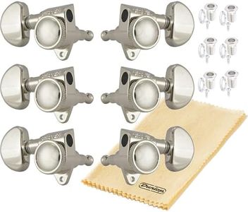 Grover 502N ROTO-GRIP Locking Rotomatics Guitar Tuners, Tuning Machines Set 3+3 18:1 Nickel Tuning Keys with Tonebird Dunlop Polish Cloth Bundle Tuner Heads with Kidney Button
