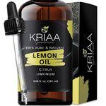 KRIAA Goodness True Lemon Essential Oil 120ml with Dropper Organic Lemon Oil for Aromatherapy Perfume Spray Guitar Wood Candle & Soap Fragrance Diffuser Use Huile Essentielle