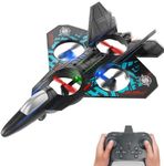 BEZGAR Drones for Kids | 2.4GHZ RC Plane, 6-axis Gyro Remote Control Airplane, RC Helicopter, 360° Flip Fighter Jet Toy with Colorful LED Navigation Light Blue