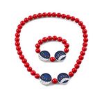 Anime Ace Cosplay Bracelets Necklaces - Luffy's Brother Fire Fist Ace Blue Enamel Expression Red Beads Chain Necklalce Charm Jewelry Accessories Gifts for Fans, Acrylic, No Gemstone