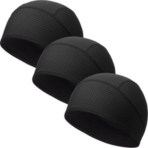 QXQIANXIYE 3 Pack Skull Caps for Men Women, Quick Dry Cycling Helmet Liner, Breathable Stretchy Hat for Motorcycle Running Sports & Work