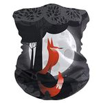 Dark Moon Fox Face Mask Headband Bandana Balaclavas Neck Gaiter Magic Scarf Headwraps Headwear for Outdoor Women Men