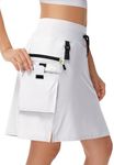 MIVEI 20" Women's Hiking Cargo Skorts Skirts with Zipper Pockets Knee Length Golf Tummy Control Quick Dry Long Skort White