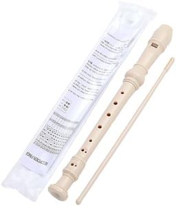 8Hole Descant Soprano Recorder,Soprano Recorder Descant Flute Recorder 8Hole Clarinet German Style Treble Flute,Plastic Soprano Recorder with Fingering Chart Instructions and Cleaning Rod Bag,Beige