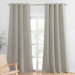 PONY DANCE Natural Thermal Insulated Curtains for Bedroom - Eyelet Energy Saving & Sunlight Blocking Curtains, Window Treatment Privacy Protection for Home Decor, 46 x 108 Inch, 2 Panels