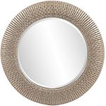 Howard Elliott Bergman Big Round Mirror for Wall Decor, Silver Glossy Mirror with Starburst Effect, Modern Large Circular Hanging Wall Vanity Mirror for Living Room, Bathroom or Entryway, 32 x 32 Inch