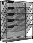 Solinxe Wall File Holder 6 Tier Hanging File Folder Organizer Desk Paper Magazine Document Rack, Black