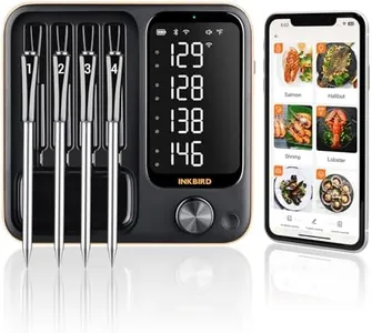 4-Probe WiFi Wireless Meat Thermometer with 360°Readable LCD Standalone Base, WiFi and Bluetooth 5.3 Unlimited Range, IPX8 Waterproof Food Kitchen Thermoemter for BBQ, Grill, Smoker, Oven, Rotisserie