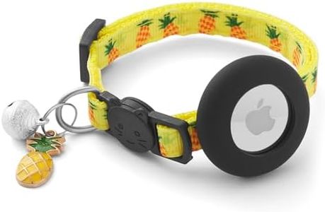 LAFAYI Airtag Cat Collar Breakaway with Bells & Fruit Pendants,Safety Kitten Collar with Apple Air Tag Holder for Girl Boy Cats,Pet Accessories,Gifts(Pineapple)