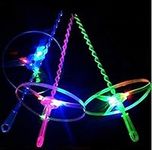 Gwill 10 Pack LED Flying Frisbee Bamboo Raft Flying Fairy Glowing Hand Push Saucer Funny Colorful Pull String LED Light Up Flying Disc Kids Toy