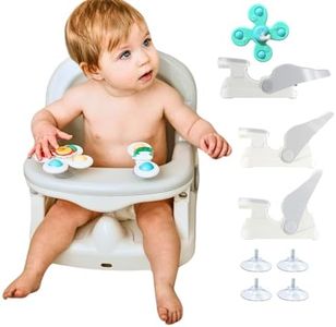Cuddobaby Baby Bath Seat 3-in-1 【360° Protection Against Side Tipping, 3-Level Adjustable】 ASTM Approved Safety, Detachable Arm, Sitting Up or Lying, Strong Suction, Fit for Flat Surfaces - Gray